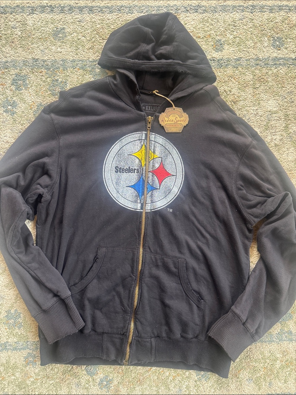 Retro Sport Pittsburgh Steelers Zip-Up Hoodie Black XXL